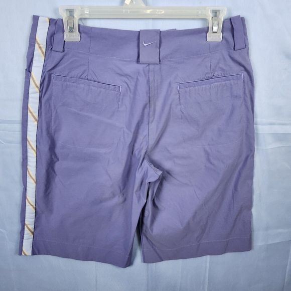 Nike Golf Fit Dry Women’s Purple Shorts Size 8 Flat Front Striped Sides Stretch - Picture 6 of 13